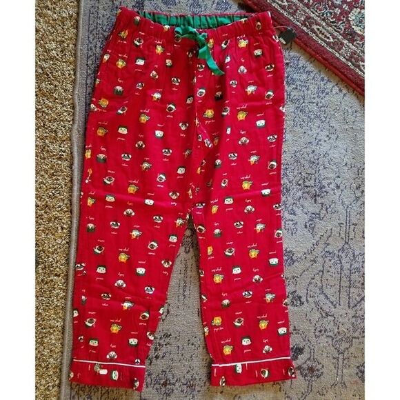 Lands' End XL 18 Red Christmas Cats 100% Cotton Flannel Holiday Pajama Pants - Picture 3 of 3